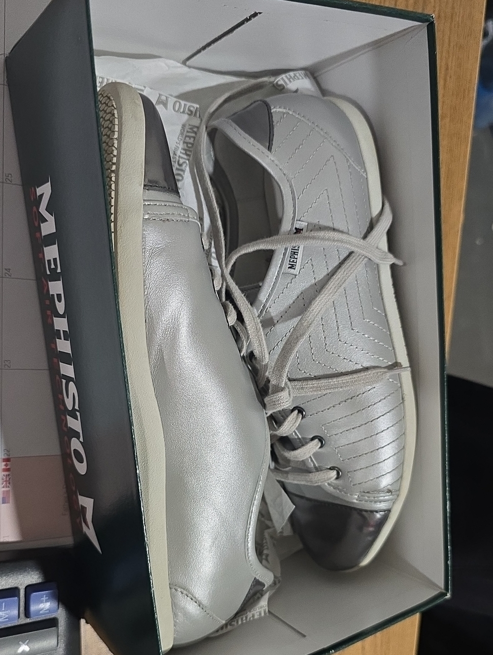 Mephisto Metallic Silver Quilted Leather Sneaker